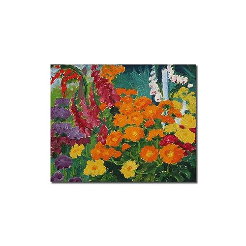 XGMDZRT Berühmte Wandkunst-Gemälde-Reproduktion: Blumengarten. Emil Nolde Kunstwerk Poster. Druck auf Leinwand. Deko-Bild für Wohnzimmer, 60x80cm nur Leinwand von XGMDZRT