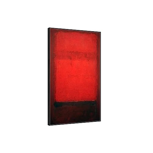 XGMDZRT Mark Rothko Gerahmtes Wandgemälde: Hellrot über Dunkelrot. Abstrakte Leinwandbilder für Wohnzimmer Schlafzimmer. Deko-Poster für Büro 70x133cm schwarzer Rahmen von XGMDZRT