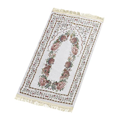 Teppich Muslim Gebetsteppich rutschfest Gebetsmatte Muslimisch Komfortabel Teppich Islamisch Chenille-Baumwolle Gebetsteppich mit Fransen Islamteppich Kirche Camping 70x110cm von XGOPTS
