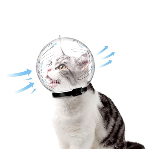 Maulkörbe für Katzen Atmungsaktiv transparent Beißschutz Haustierpflege Anti-Biss Anti-Lecken Badepflege Katzen Gesichtsmaske für Haustiere Katzen Raumhaube Katze Kugelform Katzenhelm von XGOPTS
