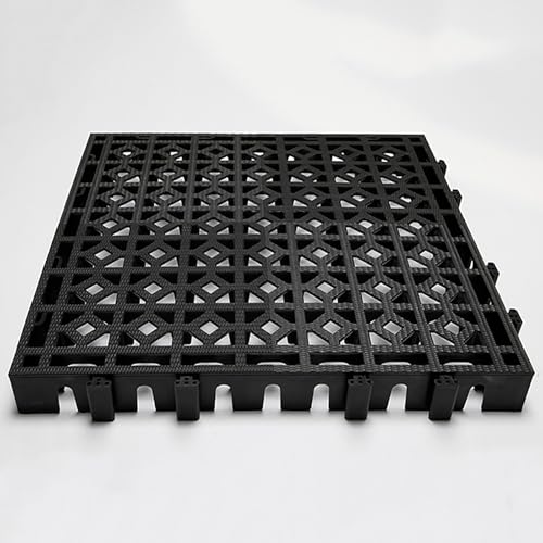 Atmungsaktive Gitterbodenpalette, Kunststoffpaletten, Nestbare Bodenpaletten, Ineinandergreifende Drainagematte mit Drainagelöchern, PP-Material, für Garagen-Supermarktkeller(Black) von XGQXZWC