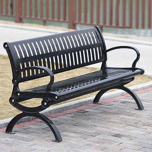 Gartenbank for Den Außenbereich mit Rückenlehne Und Armlehnen, Wetterfeste Gartenbänke Aus Gusseisenmetall, Metallbank Aus Massivholz for 2–3 Personen, for Terrasse, Park und Rasen, Tragkraft 250 Kg(1 von XGQXZWC