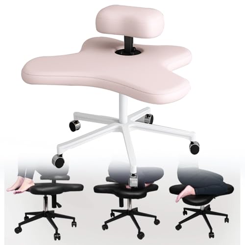 XGQXZWC Kniestuhl Ergonomischer Kniestuhl Auf Rädern, Kniestuhl Ergonomisch mit Verstellbarer Höhe, Rmless 2 Kissen Orthopädische Stühle für Büro, Zuhause, Schlafzimmer (Color : Pink) von XGQXZWC