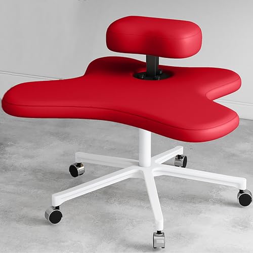 XGQXZWC Meditationsstuhl, Kniestuhl mit Gekreuzten Beinen, Ergonomischer Stuhl mit Gekreuzten Beinen und Rädern, Kniestuhl mit Einstellbarer Höhe, Flexibles Design für Büro, Zuhause (Color : Red) von XGQXZWC