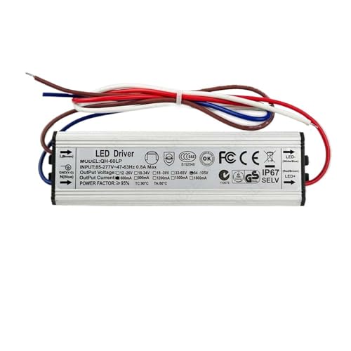 LED Driver 40W42W45W48W50W60W DC54-96V 36-65V 18-39V 18-30V 900mA 1500mA 2100mA Lighting Transformers For DIY Lamp Power Supply(DC 54-96V 600mA,Plastic Case) von XGUZRVGNV