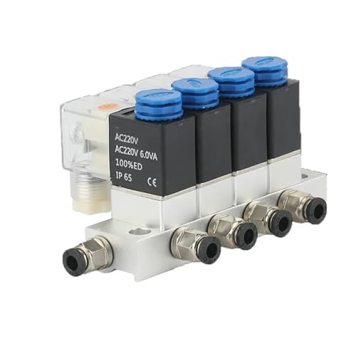 Magnetventil Stromlos Geschlossen 2V025-06 AC220V DC12V24V Mehrwege-Kombinationsventil Luftmagnet Pneumatisch 2V025-08(DC12V 6mm fittings) von XGUZRVGNV