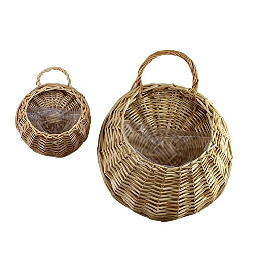 XGZ Hängekorb, Rattan-Blumenkorb, Wandbehang, Blumentöpfe, Hängepflanze, Blumenkorb (nicht im Lieferumfang enthalten), 18 x 23 cm, Natur von XGZ