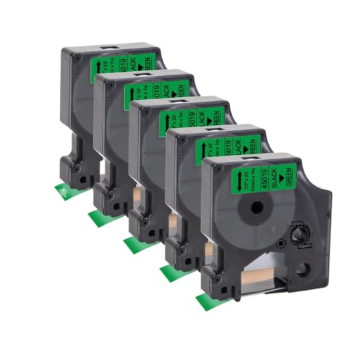10pcs 12mm D1 Tape 45013 45010 45018 45024 kompatibles Etikettband Kompatibel mit Labelmanager 160 280 und ähnliche Etikettenhersteller Colorpop(5PK Black on Green) von XGdEKA