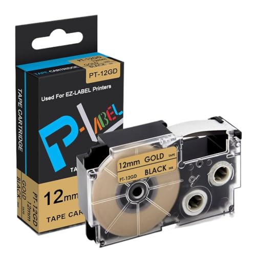 Kompatible Etikettenklebeband XR-12WE XR-9WE XR-6WE XR-12YW XR-9YW XR-12X Kompatibel mit den Etikettiermacher KL-60 60 SR 100 in 6 mm 9 mm 9 mm Größen(Black on Gold) von XGdEKA