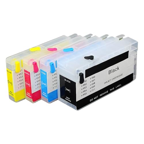 Nachfüllbare Tintenpatrone mit ARC -Chip Kompatibel mit 952 953 954 955 XL Größe kompatibel mit OfficeJet Pro 7740 7730 7720 8710 8715 8718 8719 8740 Drucker(954XL 4color 1set) von XGdEKA