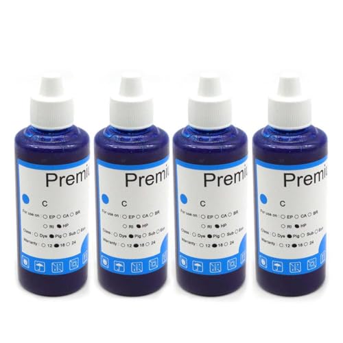 XGdEKA 100 ml Pigment-Nachfülltinte, kompatibel mit 952 953 954 955 950 951 932 933 956 957 711 960 7740 8210 8710 8100 8620 7610 7510 T120. T520 Druckermodelle (4 Stück, Cyan) von XGdEKA