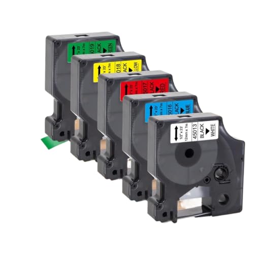 XGdEKA 10pcs 12mm D1 Tape 45013 45010 45018 45024 kompatibles Etikettband Kompatibel mit Labelmanager 160 280 und ähnliche Etikettenhersteller Colorpop(5PK 5Mixed Colors) von XGdEKA