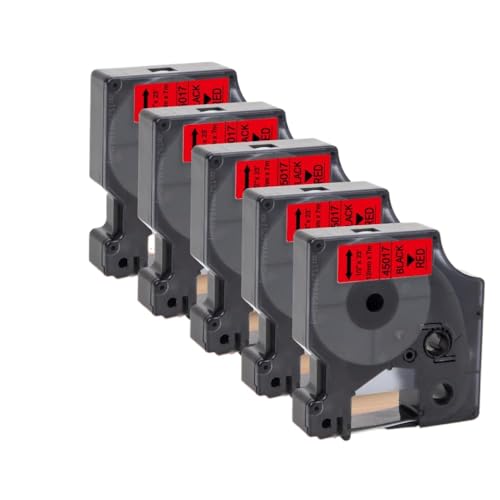 XGdEKA 10pcs 12mm D1 Tape 45013 45010 45018 45024 kompatibles Etikettband Kompatibel mit Labelmanager 160 280 und ähnliche Etikettenhersteller Colorpop(5PK Black on Red) von XGdEKA
