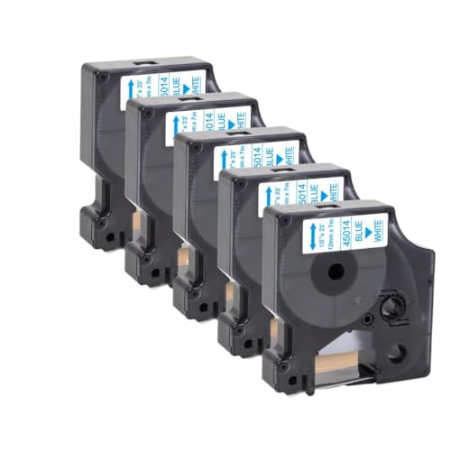 XGdEKA 10pcs 12mm D1 Tape 45013 45010 45018 45024 kompatibles Etikettband Kompatibel mit Labelmanager 160 280 und ähnliche Etikettenhersteller Colorpop(5PK Blue on White) von XGdEKA