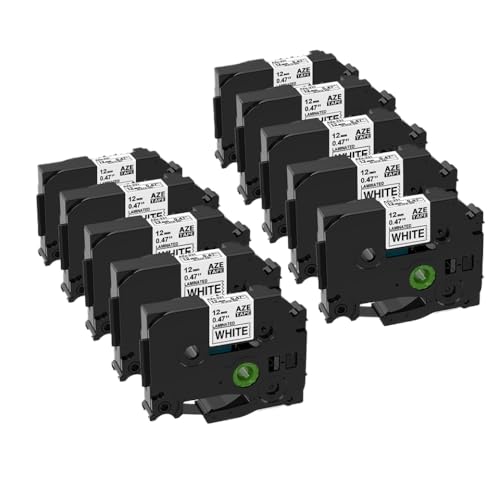 XGdEKA 10pk 12mm weißes Etikett Laminierungsband funktioniert mit Tze-231 laminierten selbstklebenden Etiketten Kompatibel mit PTH110-Etikettdrucker kompatibles Laminierungsband(10PK Black on White) von XGdEKA