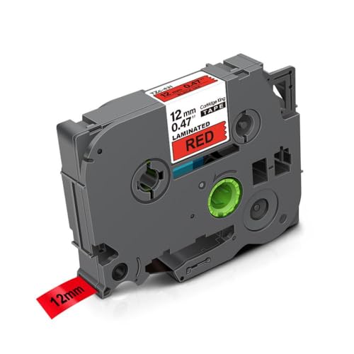XGdEKA 12 mm TZE weißes Etikettband TZ231 TZ Laminiertes Klebeband 231 TZ 231 131 Schwarz auf Weiß kompatibel mit Pt-H110-Etikettierer(Black on Red) von XGdEKA