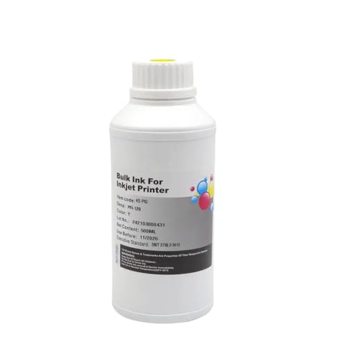 XGdEKA 500ml PFI-120 PFI-320 PFI-8120 Pigmenttinte kompatibel mit TM200 TM205 TM300 TM305 TM-5300 TM-5305 TM-5200 TM-5205 200 300 Druckermodelle Modelle(500ML-pigment-Y) von XGdEKA