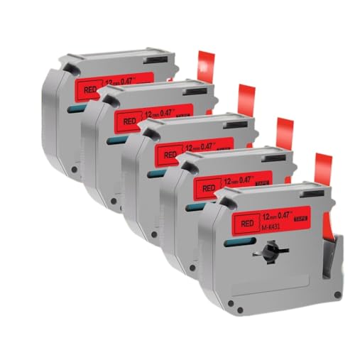 XGdEKA 5pcs MK-231 M-K231 MK231 MK-131 MK Tape-Klebstoff-Etikett mit dem Etikettdrucker PT-70 PT-80 kompatibel(5PK Black on Red) von XGdEKA