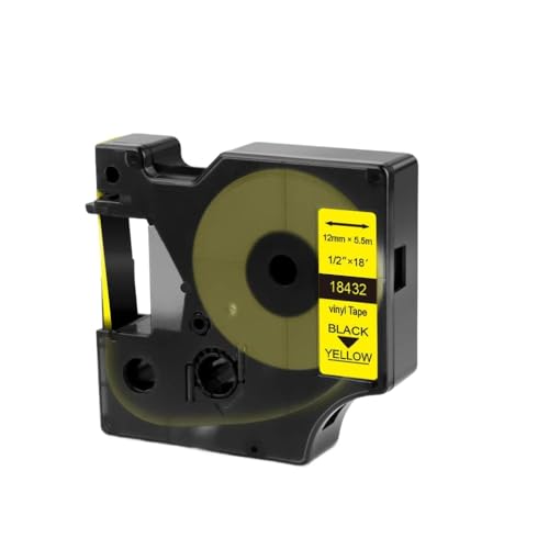 XGdEKA 9mm 12mm 19mm 24mm 18431 18443 18432 18444 18433 18445 1805431 kompatible Etiketten Kompatibel mit Druckermodelle 4200 5000 5200 6000(Black on Yellow) von XGdEKA
