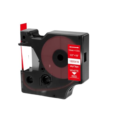 XGdEKA 9mm 12mm 19mm 24mm 18431 18443 18432 18444 18433 18445 1805431 kompatible Etiketten Kompatibel mit Druckermodelle 4200 5000 5200 6000(White on Red) von XGdEKA