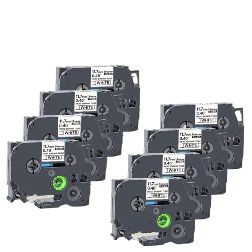XGdEKA Wärmeschreinrohr Druckerband HSE Tape 8PK 10PK 15PK HSE231 HSE211 HSE221 PATIBLER mit E500 E550W -Drucker(8PK Black on White) von XGdEKA