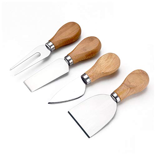 XGzhsa Käsemesser Set, Mini-Käsemesser, 4 Stück Edelstahl-Küchenkäse-Werkzeuge Mini-Käsemesser mit Holzgriff für Kuchen-Dessert-Käsesalat von XGzhsa