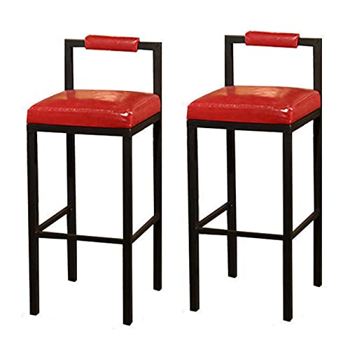 XHALERY 2er Set Barhocker, Küchenthekenhöhe Hocker Freizeit Barhocker Leder Weiches Kissen Frühstück Esszimmerstuhl Schmiedeeisernes Gestell mit schwarzen Metallbeinen XHALERY 2er Set Barhocker, Küchenthekenhöhe Hocker Freizeit Barhocker Leder Weiches Kissen Frühstück Esszimmerstuhl Schmiedeeisernes Gestell mit schwarzen Metallbeinen von XHALERY