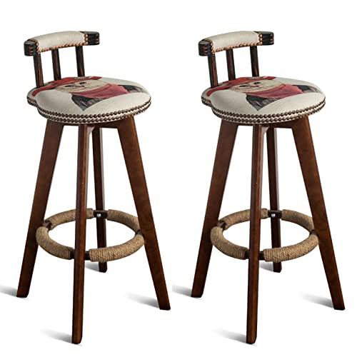 XHALERY Barhocker, 2er Set Hoch Barstühle Retro Holz Hochhocker Küchentheke Hocker mit Rückenlehne Frühstücksstühle für Cafés Lounges Pubs Esszimmer XHALERY Barhocker, 2er Set Hoch Barstühle Retro Holz Hochhocker Küchentheke Hocker mit Rückenlehne Frühstücksstühle für Cafés Lounges Pubs Esszimmer von XHALERY