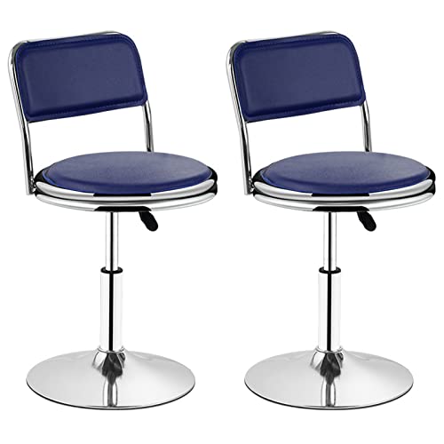 XHALERY Barhocker 2er Set Küchentheke Barstühle Rund Leder Barhocker Frühstück Esszimmerstühle Verstellbare Höhe Hebesitz Drehbar Barhocker mit Rückenlehne von XHALERY