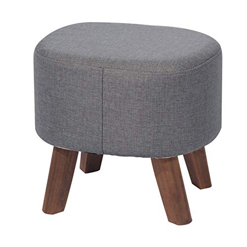 XHALERY Hocker Fußschemel Gepolsterte Ottomane Holzbeine Wechselschuhe Schminkhocker Abnehmbarer Leinenbezug (Color:Dark Grey,Size:38 * 24 * 40cm) von XHALERY