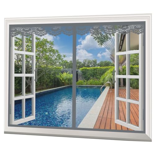 Magnet Fliegengitter Fenster 60x130cm Insektenschutz Fenstervorhang, Magnetischer Moskitonetz Magnet Fliegengitter Tür, Automatisches SchließEn, Anti-Moskito Fliegenvorhang für Fenster TüRen von XHBJSH