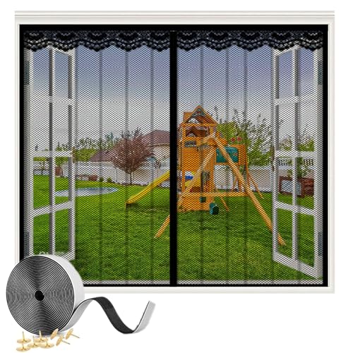 Magnet Fliegengitter Fenster 95x75cm Insektenschutz Magnetischer Fliegenvorhang, Automatisches SchließEn Magnetische Adsorption Insektenschutz Fenster, Magnetischer Moskitonetz, für Fenster TüRen von XHBJSH
