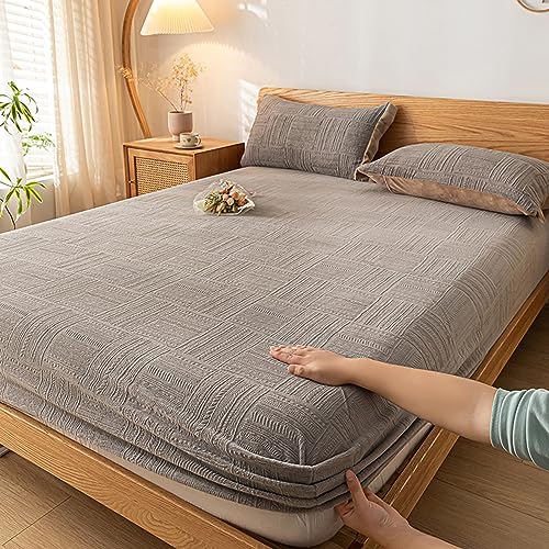 Spannbettlaken für Boxspringbetten Spannbetttücher bis 30cm - Superweiches Milchvlies Einfarbig Spannbetttuch Bettlaken für Kinder Einzelbett Doppelbett(Grey,120 * 200cm) von XHCTNN