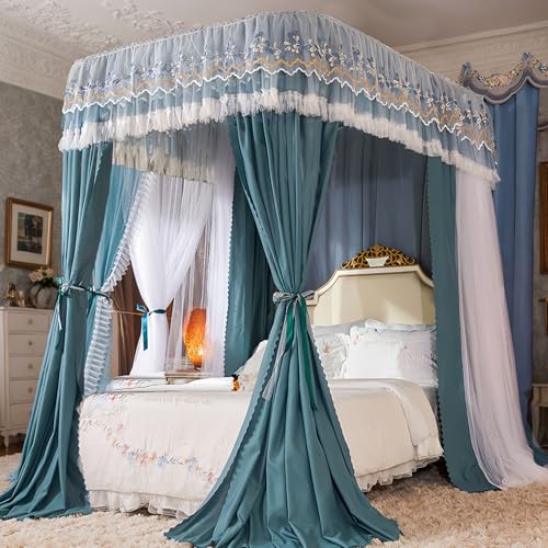XHCTNN Prinzessin Bettvorhang Doppelter Schleier Weich Baldachin DoppelstöCkiges Moskitonetz(D,180×200/71"x79") von XHCTNN