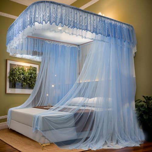 XHCTNN Prinzessin Bettvorhang Eleganter Durchsichtiger Vorhang FüR Doppelbett Moskitonetz Vorhang FüR Alle Arten Von Betten(D,150×200/59"x79") von XHCTNN
