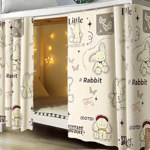 XHCTNN Vorhang Hochbett 1,15 1,35m HöHe, BettvorhäNge Digitaldruck 80% Schattierung, Einseitig Mit 8 Schlaufen + 1 Seil 200cm(C,53"-2pcs) von XHCTNN
