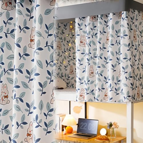 XHCTNN Vorhang Hochbett 1,15 1,35m HöHe, BettvorhäNge Digitaldruck 80% Schattierung, Einseitig Mit 8 Schlaufen + 1 Seil 200cm(E,45"-3pcs) von XHCTNN
