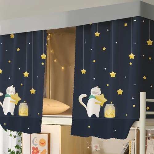 XHCTNN Vorhang Hochbett 1,15 1,35m HöHe, BettvorhäNge Digitaldruck 80% Schattierung, Einseitig Mit 8 Schlaufen + 1 Seil 200cm(F,45"-1pc) von XHCTNN