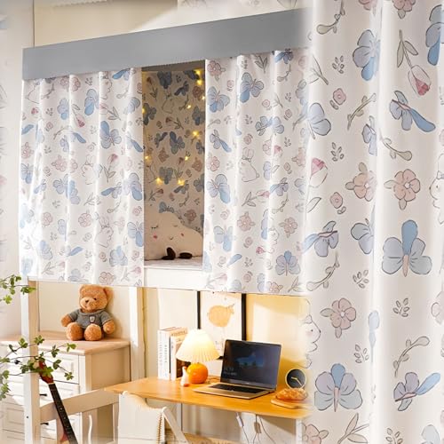 XHCTNN Vorhang Hochbett 1,15 1,35m HöHe, BettvorhäNge Digitaldruck 80% Schattierung, Einseitig Mit 8 Schlaufen + 1 Seil 200cm(K,45"-1pc) von XHCTNN