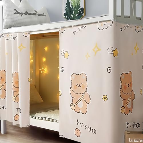 XHCTNN Vorhang Hochbett 1,15 1,35m HöHe, BettvorhäNge Digitaldruck 80% Schattierung, Einseitig Mit 8 Schlaufen + 1 Seil 200cm(L,45"-3pcs) von XHCTNN