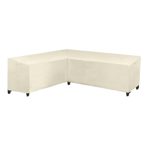 Gartenmöbel Abdeckung, L-Form Lounge Abdeckung Wasserdicht Rattan Sofa Abdeckung, Für Gartenmöbel Sitzgruppe Ecksofa Eck-Loungegruppe Abdeckplane (215x215x87cm,Beige) von XHDZSW