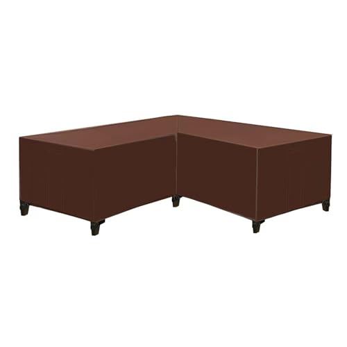 Gartenmöbel Abdeckung, L-Form Lounge Abdeckung Wasserdicht Rattan Sofa Abdeckung, Für Gartenmöbel Sitzgruppe Ecksofa Eck-Loungegruppe Abdeckplane (250x250x100cm,Kaffee) von XHDZSW