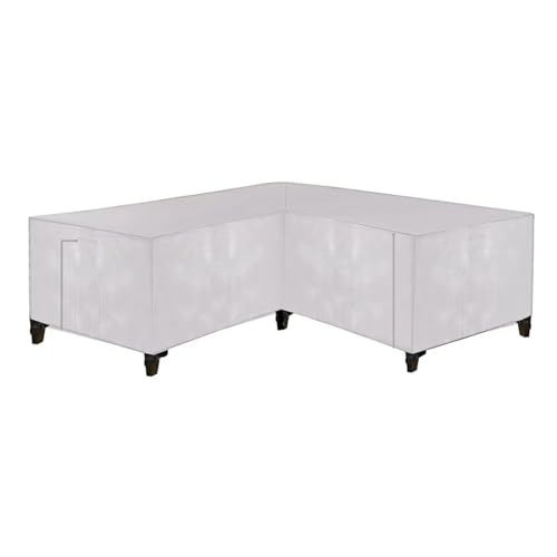 Gartenmöbel Abdeckung, L-Form Lounge Abdeckung Wasserdicht Rattan Sofa Abdeckung, Für Gartenmöbel Sitzgruppe Ecksofa Eck-Loungegruppe Abdeckplane (300x300x98cm,Silber) von XHDZSW