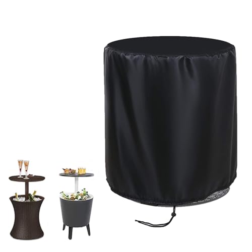 Patio Cool Bar Beistelltischabdeckung Wasserdichte, Runde Winddicht Terrassentischabdeckung, Terrassenkühler-Abdeckung Für Bartisch Kaffee Eiskübel Kühler (Schwarz) von XHDZSW