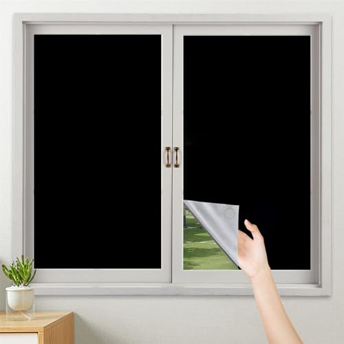 XHDZSW 100% Verdunkelungsrollo, Fenster Verdunkelung Sichtschutzfolie Selbstklebend Verdunklungsfolie, Tragbare Reise Verdunklungsrollo, Passt Zu Jeder Fenster (Schwarz,145x200cm) von XHDZSW