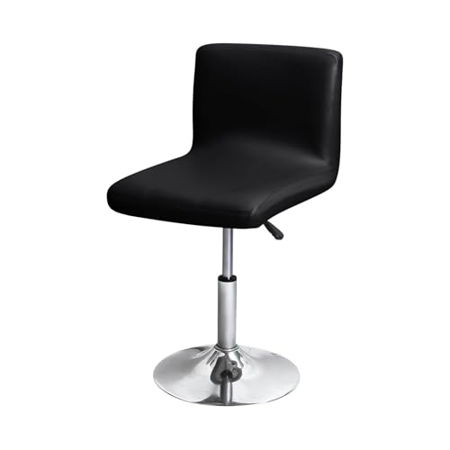 XHDZSW Bar Stool Slipcovers with Backrest Cover, Wasserdicht PU-Leder Barhocker Stuhlhussen, Für Kurze Drehstuhl Rückenlehne Barhocker Barstuhl (Schwarz,4 pcs) von XHDZSW