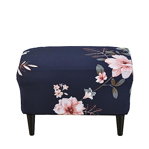 XHDZSW Ottomane Schonbezug, Hockerbezug, Stretch Bezug Ottomane Abdeckung, Hocker Husse für Fußhocker Rechteckig, Überzug Hocker Protector (Jugendblau) von XHDZSW