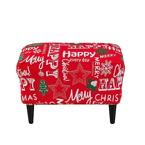 XHDZSW Ottomane Schonbezug, Hockerbezug, Stretch Bezug Ottomane Abdeckung, Hocker Husse für Fußhocker Rechteckig, Überzug Hocker Protector (Weihnachten) von XHDZSW
