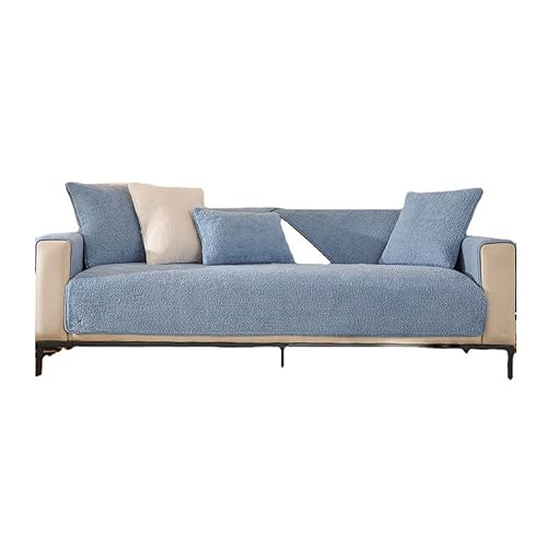 XHDZSW Sofabezug, Sofaschoner rutschfest, Sherpa-Fleece Sofahusse, 1 2 3 4 Sitzer,l Form Sofaüberwurf,Sofa Überzug Ecksofa Pets Dog Couch Überzug Couch Überzug (Blau,90x210cm) von XHDZSW