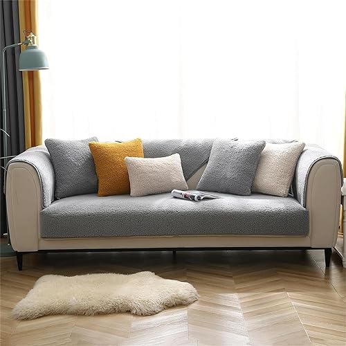 XHDZSW Sofabezug, Sofaschoner rutschfest, Sherpa-Fleece Sofahusse, 1 2 3 4 Sitzer,l Form Sofaüberwurf,Sofa Überzug Ecksofa Pets Dog Couch Überzug Couch Überzug (Grau,90x210cm) von XHDZSW